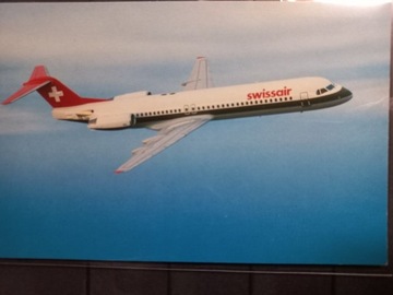 Pocztówka Samolot Fokker 100 SWISSAIR 