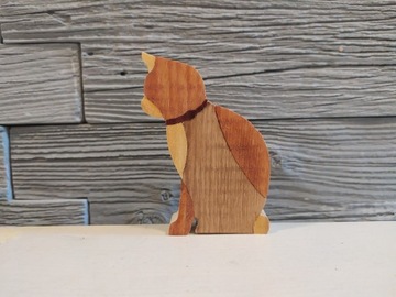 Figurka z drewna ; Kot z drewna ; Kolorowanka kota