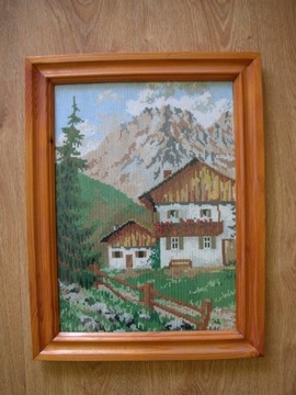 Haft krzyżykowy - Dom w górach 37x48cm