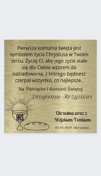 Elegancka aluminiowa Kartka na komunię inne 