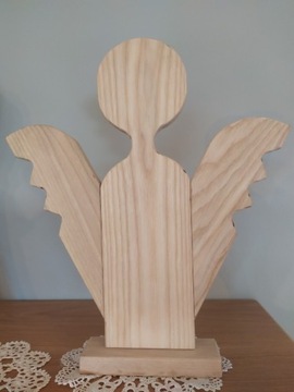 Anioł z litego drewna duży XL drewniany decoupage 