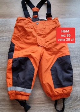 Spodnie ocieplane szelki H&M narciarskie zimowe 86