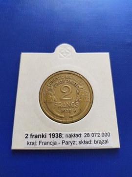 2 francs franki 1938 - FRANCJA