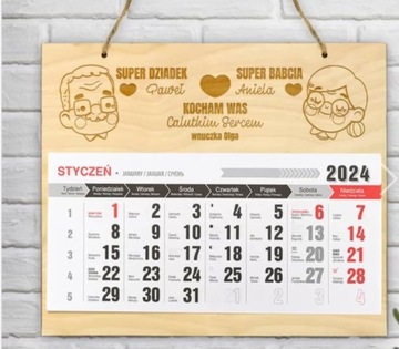 Kalendarz grawerowany 2024 Dzień Babci i Dziadka