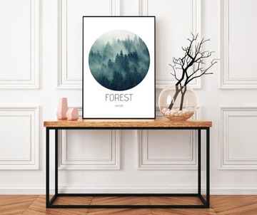 Plakat B2 50x70 200 g las drzewa mgła góry FC1 