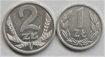 1 złoty 1989 i 2 złote 1989 Polska PRL 