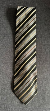 Jedwabny krawat, żółto czarne paski