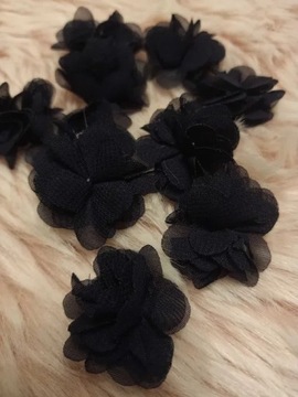 kwiatki aplikacje czarne 10 szt. 30 mm