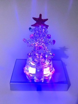 Choinka szklana 9,5 cm świąteczna z podświetlaczem