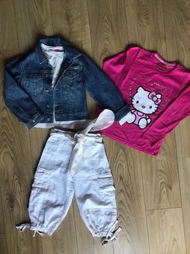 Jeansowka H&M 128 bluzeczka Hello Kitty i spodnie