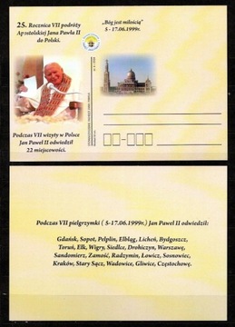 KARTKA, JP II, 25.R. VII PODRÓŻY DO POLSKI