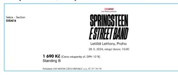 Bilety Bruce Springsteen Praga ( Tickets )