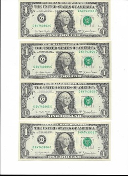 8 x $1 USA Kolejne Numery ERROR 1977 A