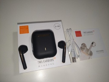 Słuchawki Bluetooth TWS J18 EARBUDSczarne dotykowe