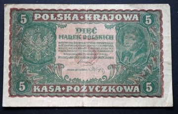 Polska banknot 5 marek polskich z 1919 r