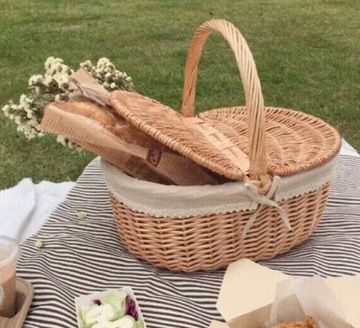 Koszyk piknikowy z przykrywką wiklinowy 35cm 