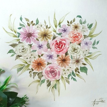 Obraz kwiaty akwarele 25x25cm
