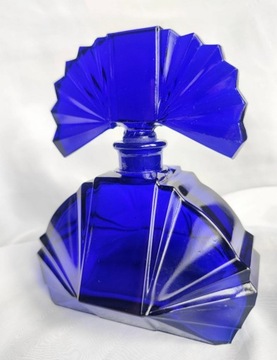 Kolekcjonerska karafka Art Deco szklana kobaltowa