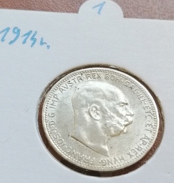 1 korona ag. 1914 r. FRANCISZEK JOZEF nr. 1