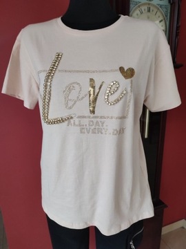 Tshirt Mint L  Love beż