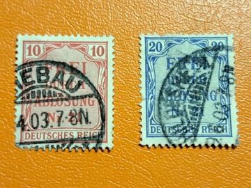 NIEMCY 1903 - FREI DURCH ABLOSUNG NR 21  2 znaczki