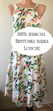 Piękna sukienka letnia rozszerzana 100% wiskoza Louche rozm. 38