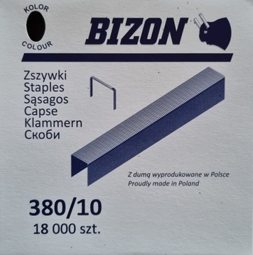 Zszywki tapicerskie czarne BIZON 380/10 karton 6x