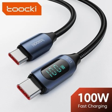 Kabel ładowania 2m USB-C do USB-C TOOCKI z LED