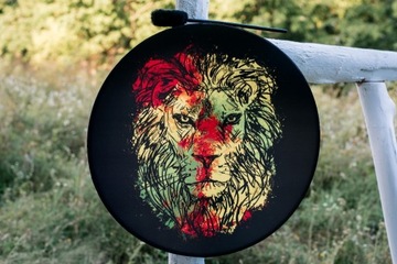 Wegański szamański bęben “Rasta Lion Drum" 24''