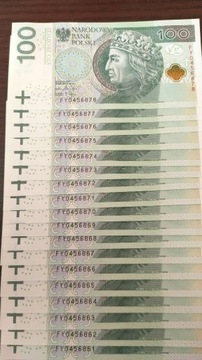 banknoty 100zł kolejne numery