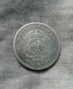 2 1/2 szylinga RPA 1892, srebro, Ag, bardzo rzadki
