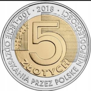 5 złotówka, 2018 rok Odsyskanie Niepodległości 