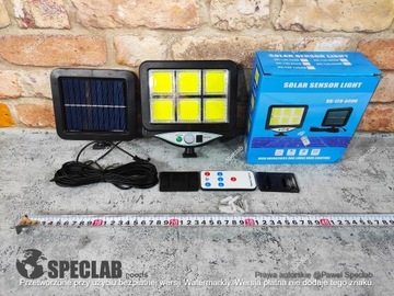 Lampa solarna 120 LED  z czujnikiem ruchu i zmierz