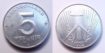 Niemcy 5 pfennig 1952 r. E