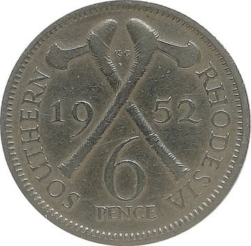 Rodezja Południowa 6 pence 1952, KM#21