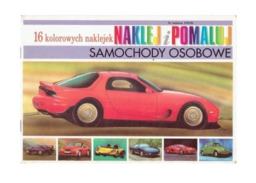 Samochody osobowe kolorowanka z naklejkami 1998 r