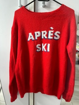 Czerwony ciepły sweter damski S (36)