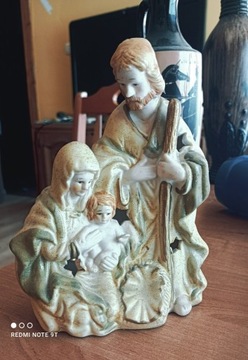 figurka święta rodzina wigilia szopka świecznik