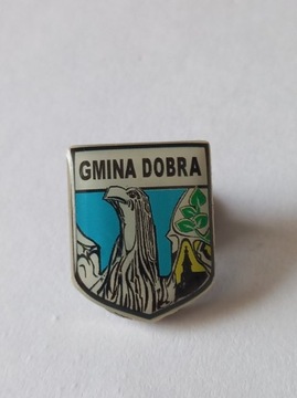 Herb gmina Dobra przypinka pin odznak wpinka