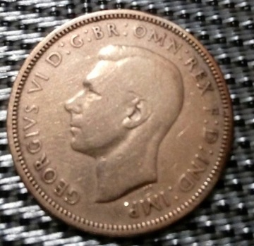 Anglia Jerzy VI Half Penny 1939 brąz