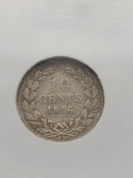 10 cents 1876r. Holandia srebro slab Wilhelm 
