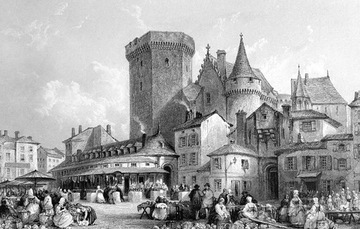 Rycina z XIX w., Francja, Zamek w ANGOULEME