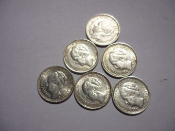SREBRNE ładne monety 1935,36,37,38,41,44. 6 szt.