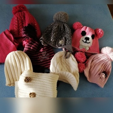 zestaw czapek zimowych dla dziewczynki_50-52