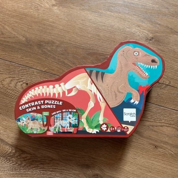 Puzzle dwustronne Scratch Dinozaury i szkielety