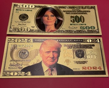 Banknoty Pozłacane Melania i Donald Trump