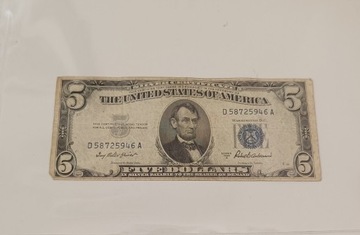 5 dolarów USA dolar 1953 A niebieska pieczęć 