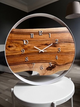 Biały zegar na ścianę - nowoczesny 35 cm