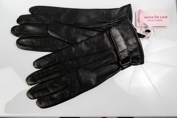 Skórzane, czarne rękawiczki rozmiar M