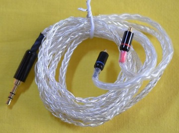 Srebrzony kabel MMCX jack 3.5mm dla IEM